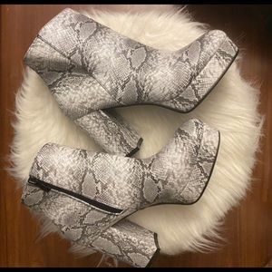Chunky Heel Snakeskin Booties